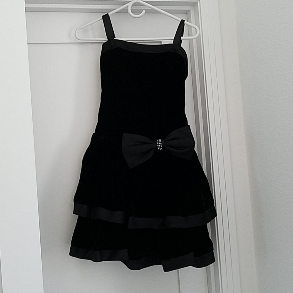 Black Velvet Dress with Bow